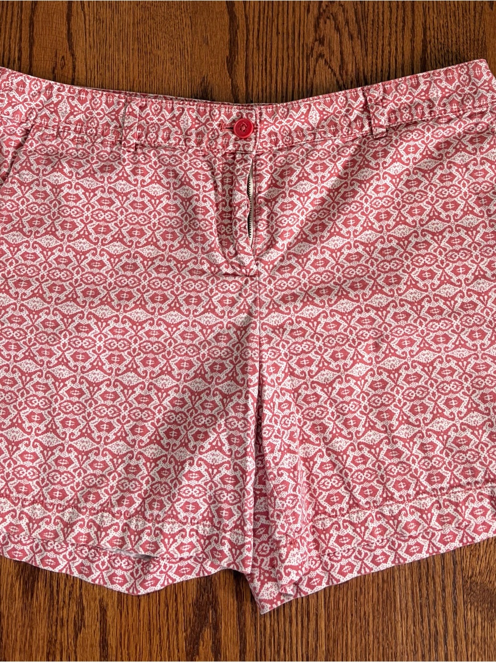 LOFT Coral and White Printed Shorts